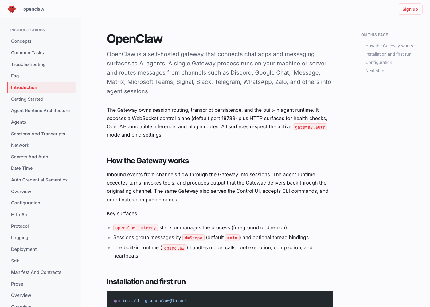 The generated OpenClaw documentation site, live on its own domain